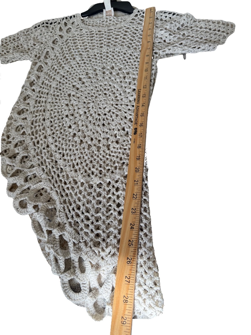 Y2K Boho Open Crochet Knit Layering Top in Natural Beige Small - Picture 7 of 9